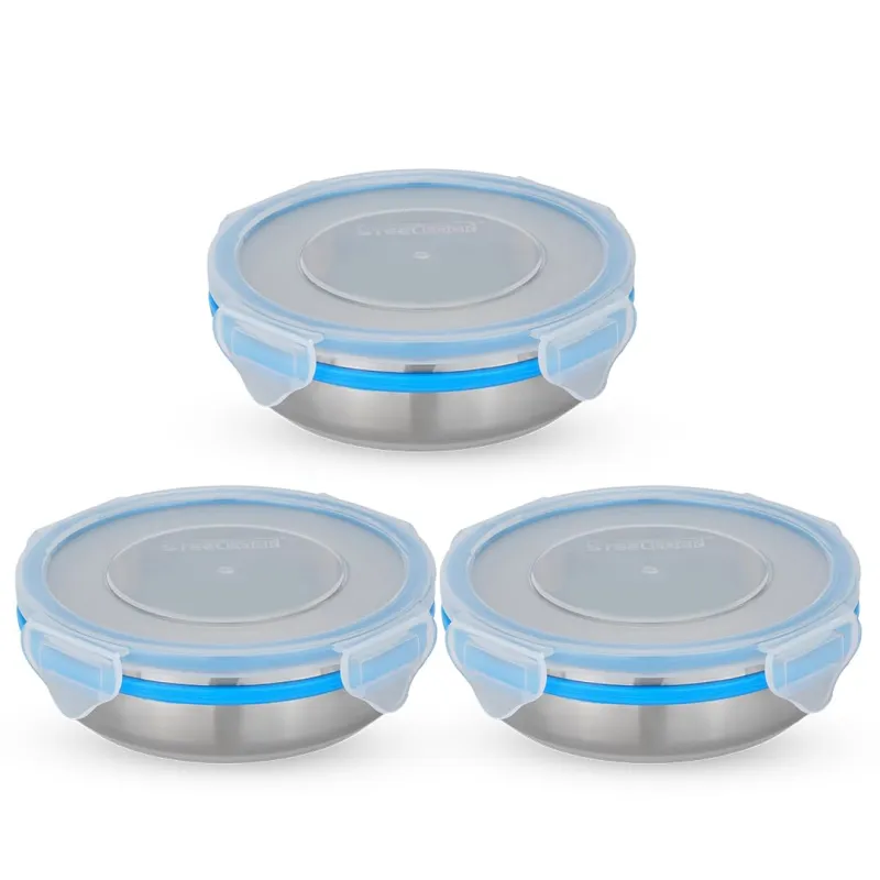 STEELLOCK Stainless Steel Airtight Container| Leak Proof Tiffin Lunch & Storage Boxes | SL-1300-set of 3, 250ml each, Blue Rs. 289