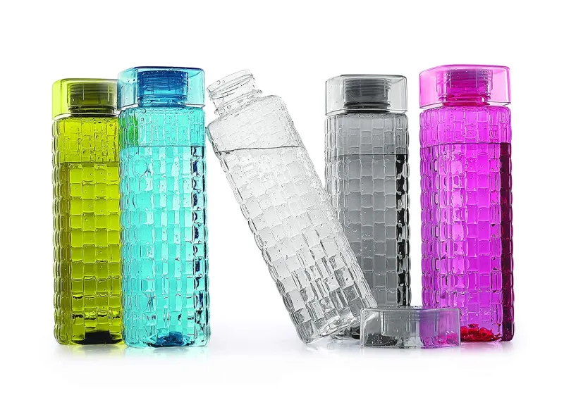 Steelo Garnet Pet Plastic Water Bottle, 1 L, Set of 4, Multicolour Rs. 237