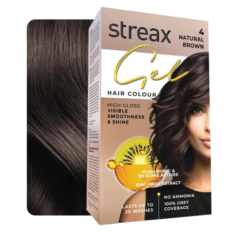Streax Gel Hair Colour for Women & Men, Natural Brown 4, 150ml | Hair Colour Brown| 100% grey coverage | Long Lasting Hair Color, Easy to Use | Rs. 133
