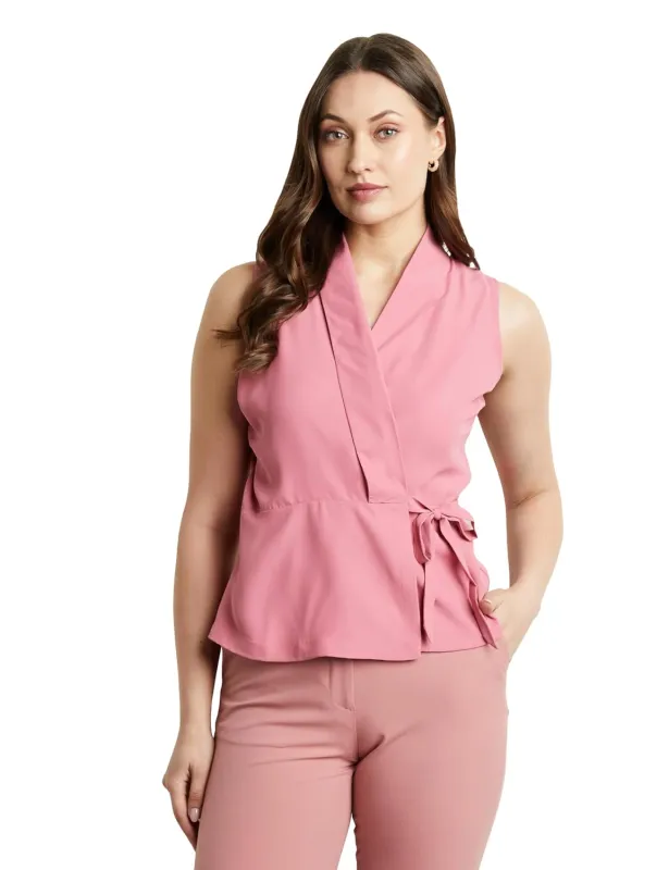 Symbol Premium Women’s Solid Sleeveless Wrap Top (Regular Fit | Desk-to-Dinner) (Available in Plus Sizes) Rs. 149