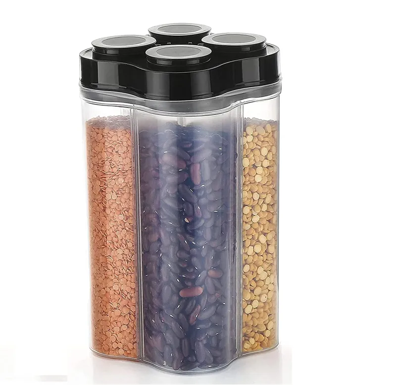 TEX-RO 4 Section Container Jar container kitchen accessories items, kitchen organizer & Containers, Kitchen Storage Box & kitchen food container