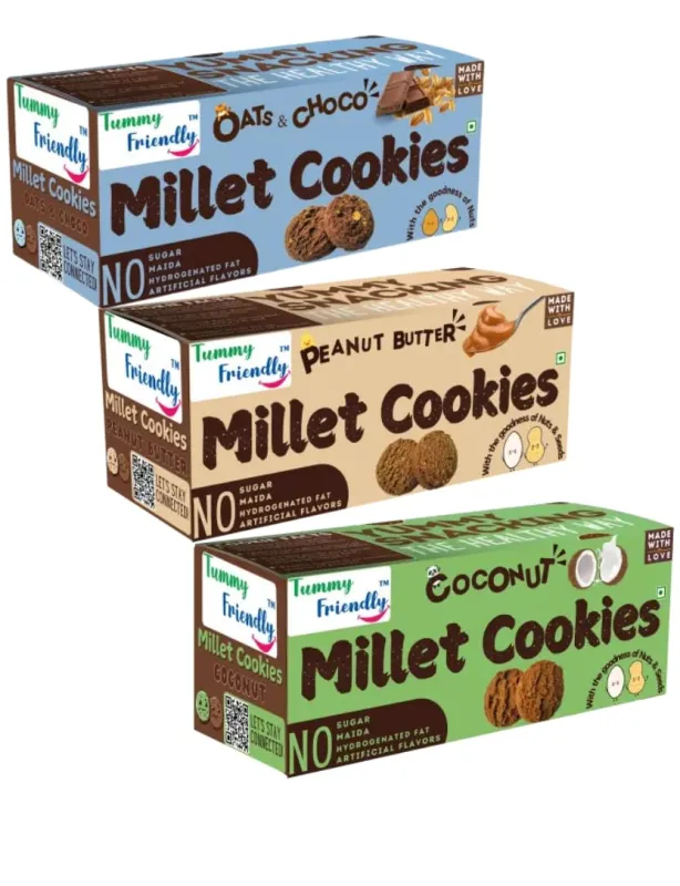 Tummy Friendly Oats Choco Millet Cookies for Kids Adults. Biscuits, Ragi, and Jaggery. Healthy Snacks for kids Babies 1 Year Old. Baby Biscuits for Rs. 228