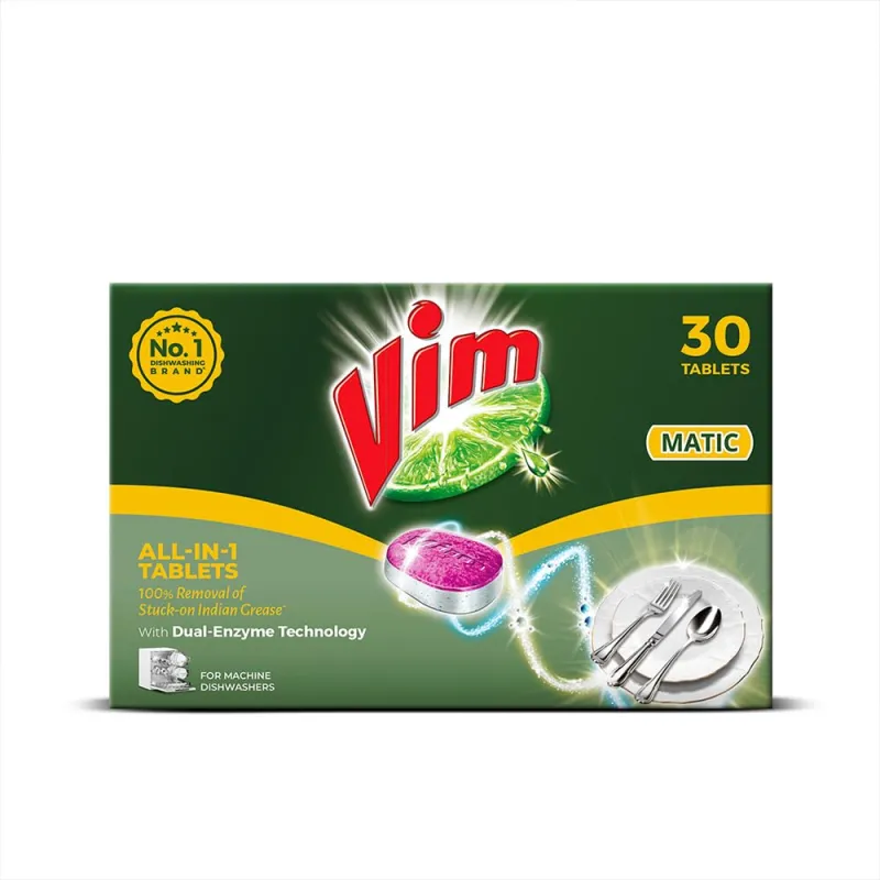 Vim Matic Dishwasher tablets All-In-One (Pack of 30) I Removes Tough Indian Grease I Designed By India’s No.1 Dishwashing Brand Rs. 375
