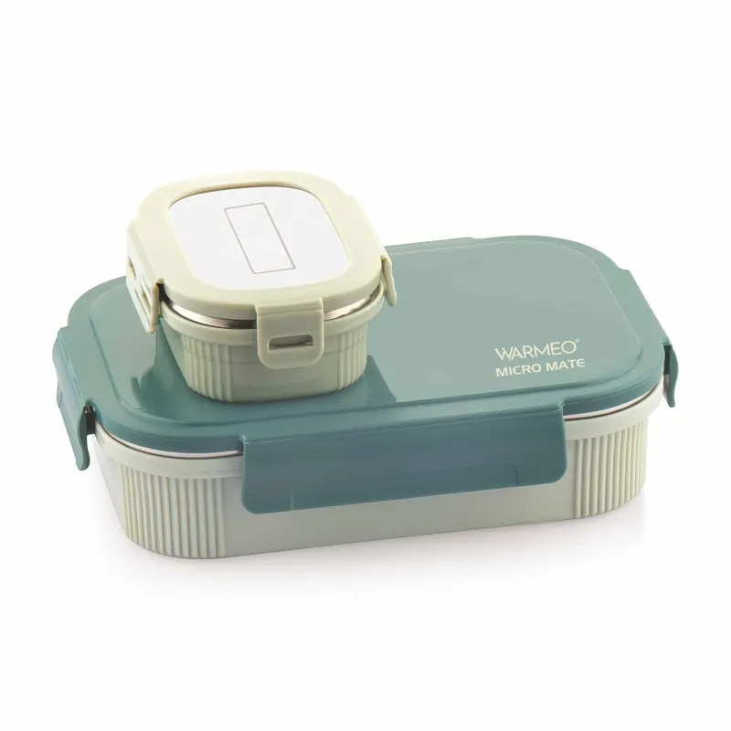 WARMEO MICROMATE Microwave-Safe Stainless Steel Lunch Box, Bpa Free, Perfect for Office, School, Travelling, Combo(800ml+150 ml),Green Rs. 449