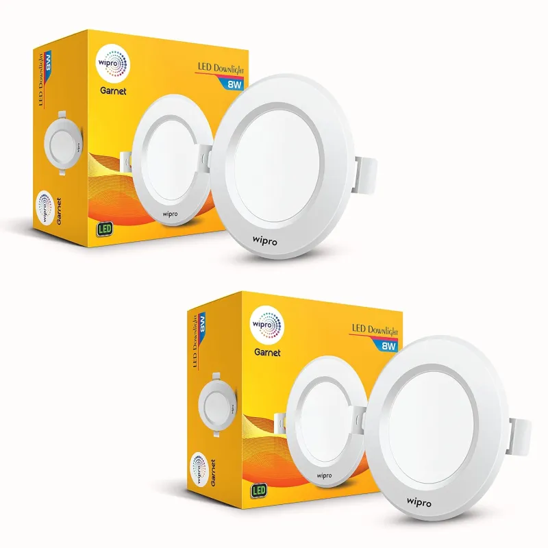 Wipro Garnet 8W Round Downlight Junction Box | Pink | Glare-Free Design | Recessed Downlighter for False Ceiling | Cutout ∼ 3 inch | Pack of 2 Rs. 150
