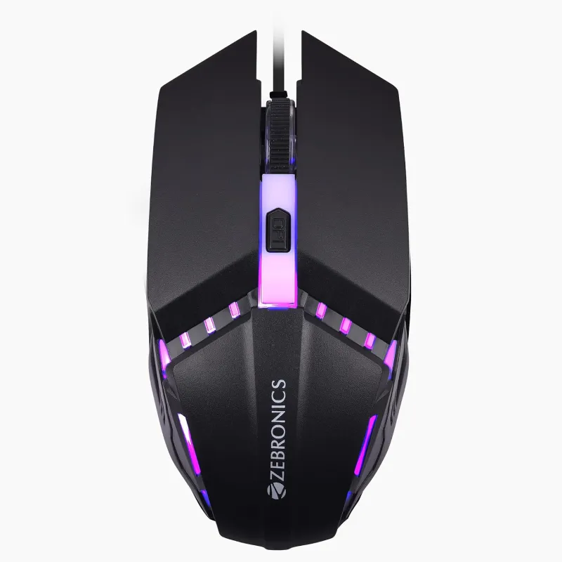 ZEBRONICS PHERO Wired Gaming Mouse with up to 1600 DPI, Rainbow LED Lights, DPI Switch, High Precision, Plug & Play, 4 Buttons Rs. 189