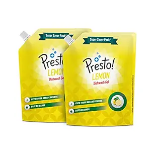 Presto! Amazon Brand Dishwash Gel Lemon 2L Refill (Super Saver Pack), Pack of 2 Rs. 409