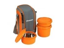 SOPL-OLIVEWARE Boss Stainless Steel Lunch Box, Microwave Safe & Leak Proof, 3 Ineer Steel Containers with BPA Free Airtight Lids (290 ml, 450 ml, 600 ml), Fabric Bag – Orange Rs. 449