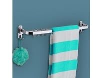Primax Anti Rust 304 Grade Stainless Steel Folding Towel Rod with Hooks/Towel Rack for Bathroom/Towel Bar/Hanger/Bathroom Accessories – (24 Inch-Chrome) Rs. 322