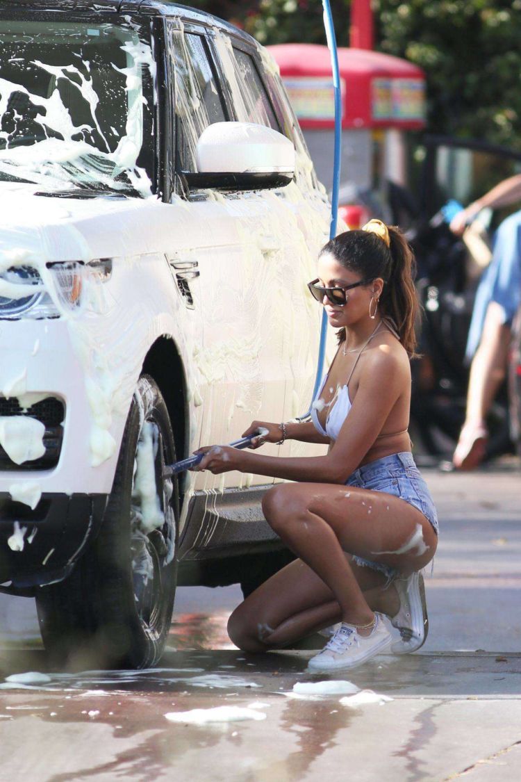 CJ Franco Washing Her Range Rover Out In Santa Monica