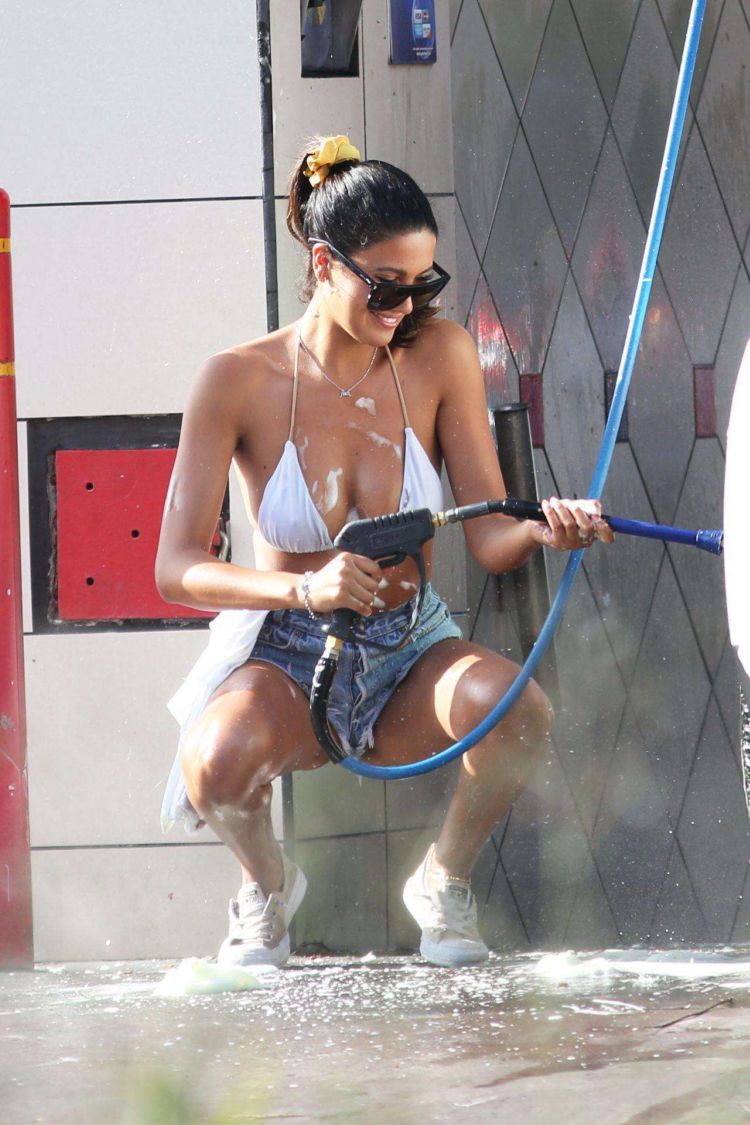 CJ Franco Washing Her Range Rover Out In Santa Monica