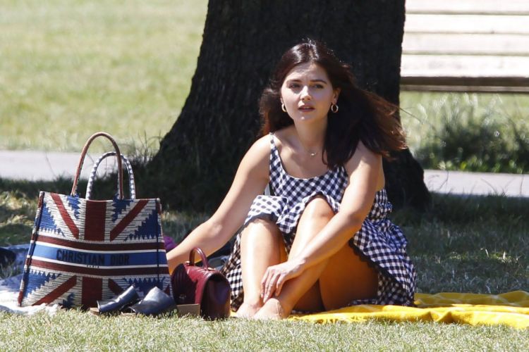 Jenna Coleman Candids In A Park Out In London