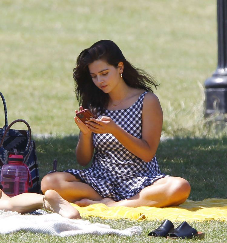 Jenna Coleman Candids In A Park Out In London