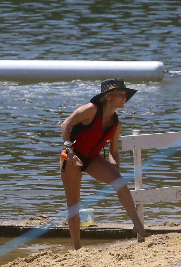 Elsa Pataky In A Black Swimsuit At The Senpere Lake In France