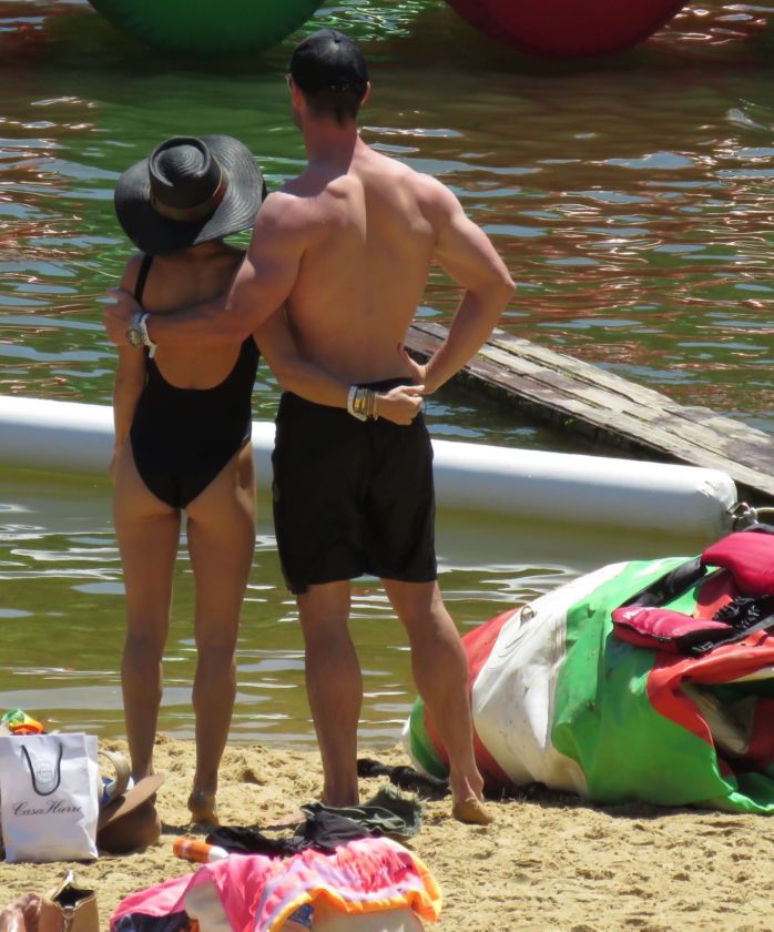 Elsa Pataky In A Black Swimsuit At The Senpere Lake In France