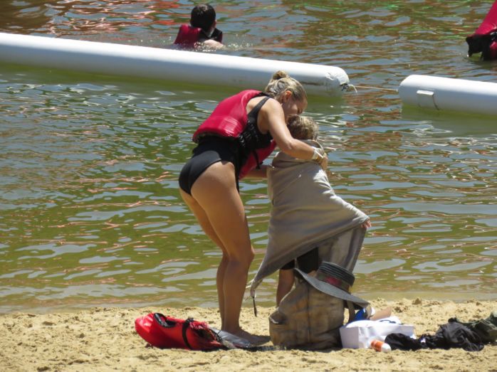 Elsa Pataky In A Black Swimsuit At The Senpere Lake In France