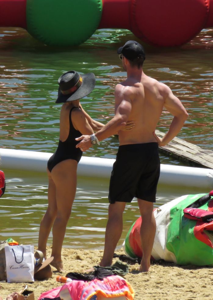Elsa Pataky In A Black Swimsuit At The Senpere Lake In France