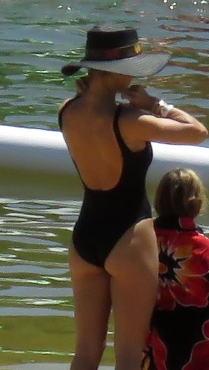 Elsa Pataky In A Black Swimsuit At The Senpere Lake In France
