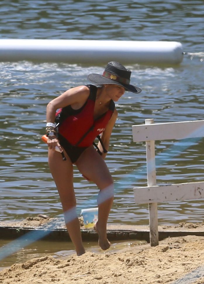 Elsa Pataky In A Black Swimsuit At The Senpere Lake In France