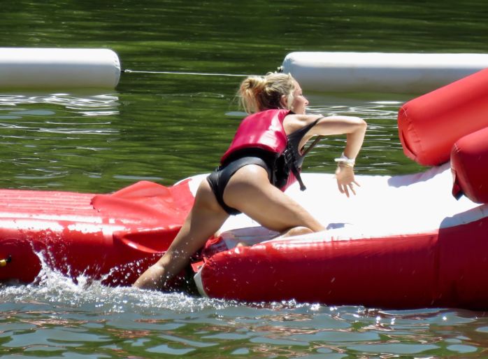 Elsa Pataky In A Black Swimsuit At The Senpere Lake In France