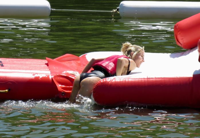 Elsa Pataky In A Black Swimsuit At The Senpere Lake In France