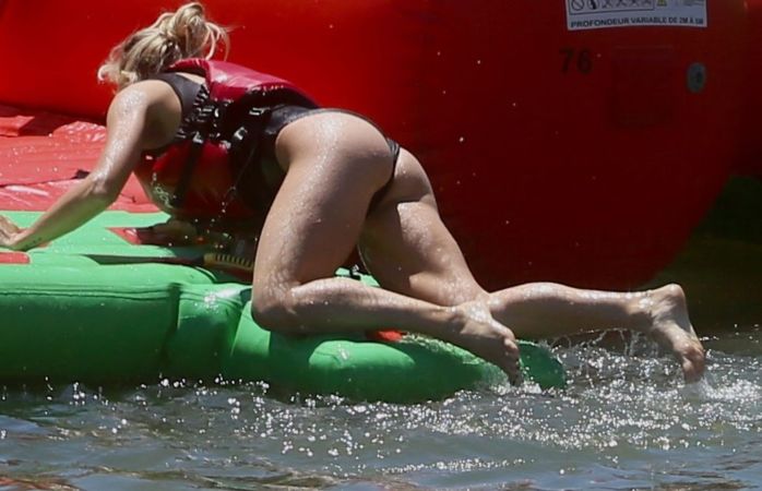 Elsa Pataky In A Black Swimsuit At The Senpere Lake In France