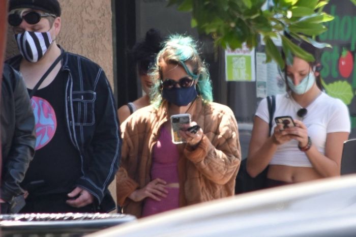 Hilary Duff Candids In Leggings And Low-Cut Top At Trader Joe's In Studio City